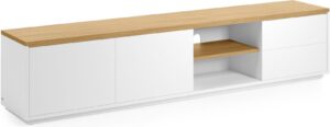 Abilen, TV-bord, moderne, nordisk by LaForma (H: 44 cm. B: 200 cm. L: 36 cm., Hvid/Natur)