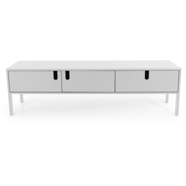 TENZO Uno TV-bord, m. 2 låger, 1 skuffe og plasthåndtag - hvid MDF (171x46)