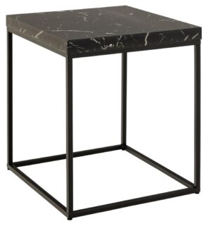 ACT NORDIC Barossa sofabord, kvadratisk - sort papir Marquina marmorlook og sort stål (40x40)