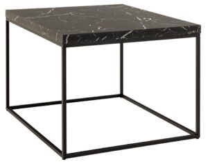 ACT NORDIC Barossa sofabord, kvadratisk - sort papir Marquina marmorlook og sort stål (60x60)