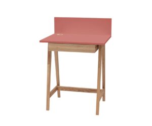 LUKA Asketræ Skrivebord 65x50cm med Skuffe / Antik pink