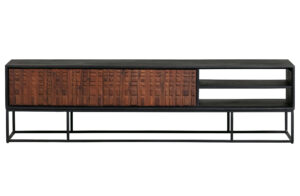BEPUREHOME Nuts TV-bord, m. 2 låger og 1 hylde - valnøddefarvet og sort sheeshamtræ (175x43)
