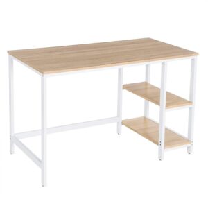 Computerbord / skrivebord med hylder, hvid, træ