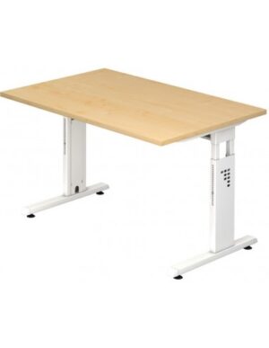 Hammer højdejusterbart skrivebord i stål og melamin H65 - 80 x 120 x 80 cm - Hvid/Ahorn