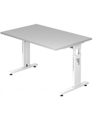 Hammer højdejusterbart skrivebord i stål og melamin H65 - 80 x 120 x 80 cm - Hvid/Grå