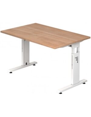 Hammer højdejusterbart skrivebord i stål og melamin H65 - 80 x 120 x 80 cm - Hvid/Nød