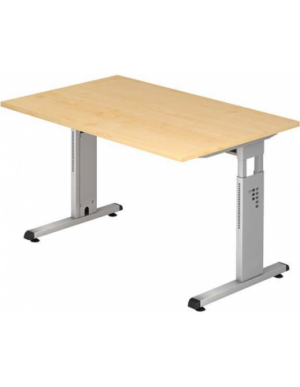 Hammer højdejusterbart skrivebord i stål og melamin H65 - 80 x 120 x 80 cm - Sølvgrå/Ahorn