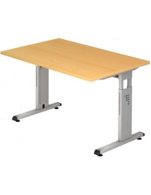 Hammer højdejusterbart skrivebord i stål og melamin H65 - 80 x 120 x 80 cm - Sølvgrå/Bøg