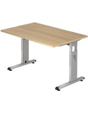 Hammer højdejusterbart skrivebord i stål og melamin H65 - 80 x 120 x 80 cm - Sølvgrå/Eg