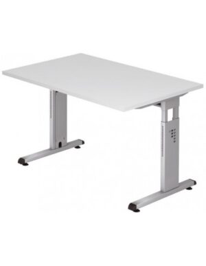 Hammer højdejusterbart skrivebord i stål og melamin H65 - 80 x 120 x 80 cm - Sølvgrå/Hvid