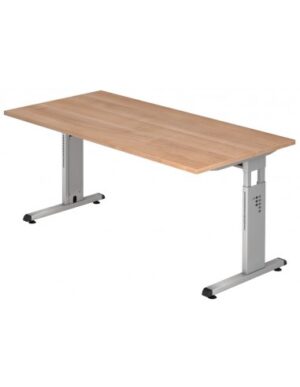 Hammer højdejusterbart skrivebord i stål og melamin H65 - 80 x 120 x 80 cm - Sølvgrå/Nød