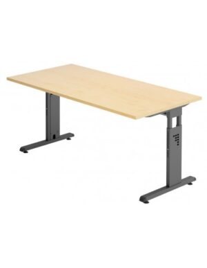 Hammer højdejusterbart skrivebord i stål og melamin H65 - 80 x 160 x 80 cm - Grafitgrå/Ahorn
