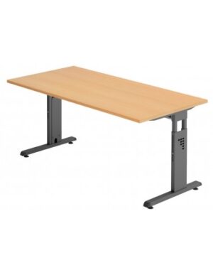 Hammer højdejusterbart skrivebord i stål og melamin H65 - 80 x 160 x 80 cm - Grafitgrå/Bøg