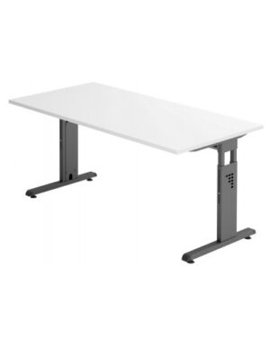 Hammer højdejusterbart skrivebord i stål og melamin H65 - 80 x 160 x 80 cm - Grafitgrå/Hvid
