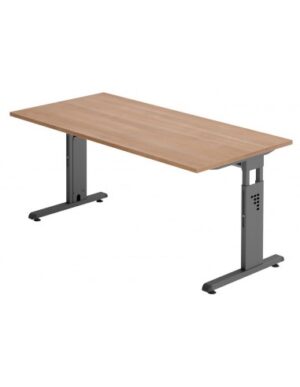 Hammer højdejusterbart skrivebord i stål og melamin H65 - 80 x 160 x 80 cm - Grafitgrå/Nød
