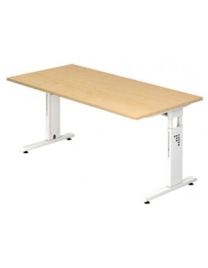 Hammer højdejusterbart skrivebord i stål og melamin H65 - 80 x 160 x 80 cm - Hvid/Ahorn