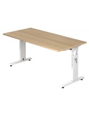 Hammer højdejusterbart skrivebord i stål og melamin H65 - 80 x 160 x 80 cm - Hvid/Eg