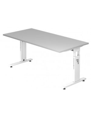 Hammer højdejusterbart skrivebord i stål og melamin H65 - 80 x 160 x 80 cm - Hvid/Grå