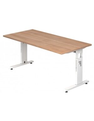 Hammer højdejusterbart skrivebord i stål og melamin H65 - 80 x 160 x 80 cm - Hvid/Nød