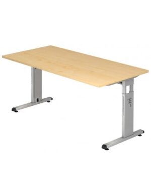 Hammer højdejusterbart skrivebord i stål og melamin H65 - 80 x 160 x 80 cm - Sølvgrå/Ahorn