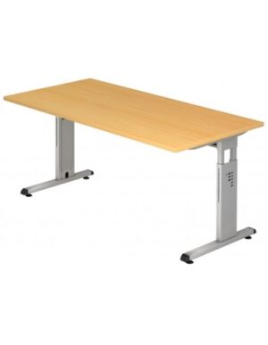 Hammer højdejusterbart skrivebord i stål og melamin H65 - 80 x 160 x 80 cm - Sølvgrå/Bøg