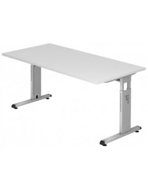 Hammer højdejusterbart skrivebord i stål og melamin H65 - 80 x 160 x 80 cm - Sølvgrå/Hvid