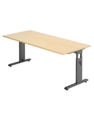 Hammer højdejusterbart skrivebord i stål og melamin H65 - 80 x 180 x 80 cm - Grafitgrå/Ahorn