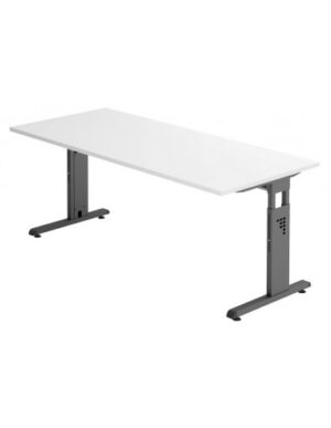 Hammer højdejusterbart skrivebord i stål og melamin H65 - 80 x 180 x 80 cm - Grafitgrå/Hvid