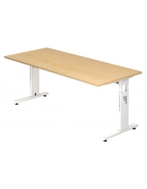 Hammer højdejusterbart skrivebord i stål og melamin H65 - 80 x 180 x 80 cm - Hvid/Ahorn