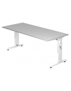 Hammer højdejusterbart skrivebord i stål og melamin H65 - 80 x 180 x 80 cm - Hvid/Grå