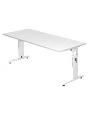 Hammer højdejusterbart skrivebord i stål og melamin H65 - 80 x 180 x 80 cm - Hvid/Hvid