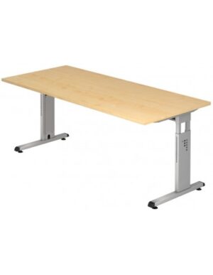 Hammer højdejusterbart skrivebord i stål og melamin H65 - 80 x 180 x 80 cm - Sølvgrå/Ahorn