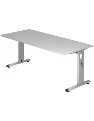 Hammer højdejusterbart skrivebord i stål og melamin H65 - 80 x 180 x 80 cm - Sølvgrå/Grå