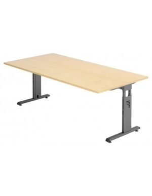 Hammer højdejusterbart skrivebord i stål og melamin H65 - 80 x 200 x 100 cm - Grafitgrå/Ahorn