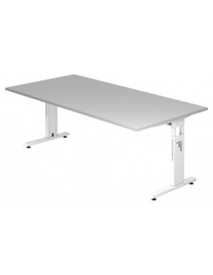 Hammer højdejusterbart skrivebord i stål og melamin H65 - 80 x 200 x 100 cm - Hvid/Grå