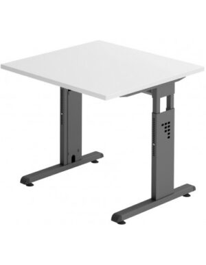 Hammer højdejusterbart skrivebord i stål og melamin H65 - 80 x 80 x 80 cm - Grafitgrå/Hvid