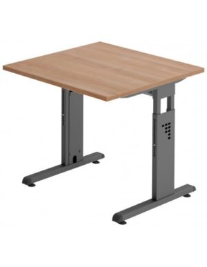 Hammer højdejusterbart skrivebord i stål og melamin H65 - 80 x 80 x 80 cm - Grafitgrå/Nød