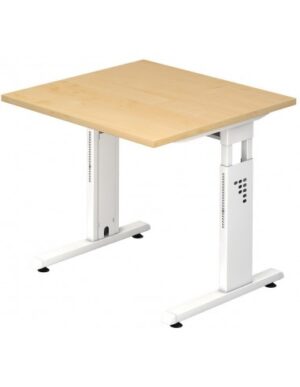 Hammer højdejusterbart skrivebord i stål og melamin H65 - 80 x 80 x 80 cm - Hvid/Ahorn