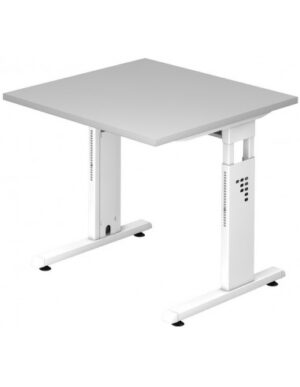 Hammer højdejusterbart skrivebord i stål og melamin H65 - 80 x 80 x 80 cm - Hvid/Grå