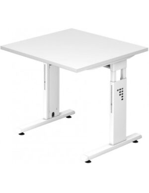 Hammer højdejusterbart skrivebord i stål og melamin H65 - 80 x 80 x 80 cm - Hvid/Hvid