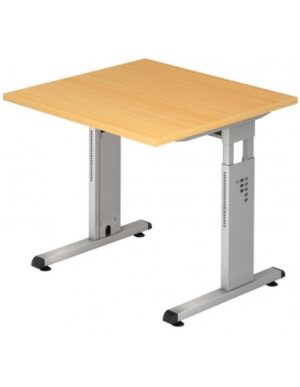 Hammer højdejusterbart skrivebord i stål og melamin H65 - 80 x 80 x 80 cm - Sølvgrå/Bøg