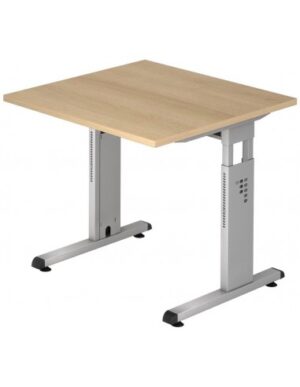 Hammer højdejusterbart skrivebord i stål og melamin H65 - 80 x 80 x 80 cm - Sølvgrå/Eg