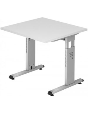 Hammer højdejusterbart skrivebord i stål og melamin H65 - 80 x 80 x 80 cm - Sølvgrå/Hvid