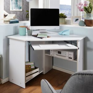 Hjørnebord / computerbord / skrivebord i romersk stil, hvid