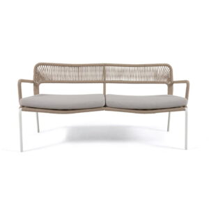 LAFORMA Cailin 2-personers sofa i beige snor med ben af galvaniseret stål i hvid, 150 cm