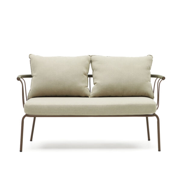 LAFORMA Salguer sofa i grøn snor og stål med brunmalet finish, 134 cm