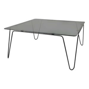 TORNA DESIGN Aramis sofabord, kvadratisk - røget glas og sort stål (78x78)