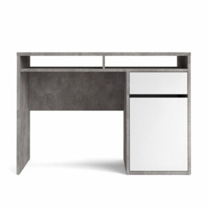 TVILUM Function Plus skrivebord, m. 1 låge, 2 rum og 1 skuffe - grå/hvid folie og plast (110,2x48,2)