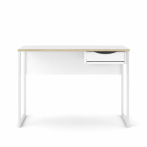 TVILUM Function Plus skrivebord, m. skuffe - hvid folie og hvid stål (110x48,4)