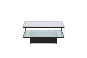 VENTURE DESIGN Maglehem sofabord, m. hylde - klar glas og sort stål (90x90)